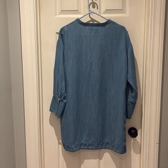 Lou & Grey lyocell & linen blend denim dress with pockets SZ large - Picture 7 of 8